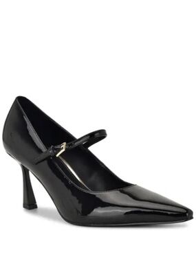 Nine West Black Patent Mary Jane Pointed Pump with Buckle